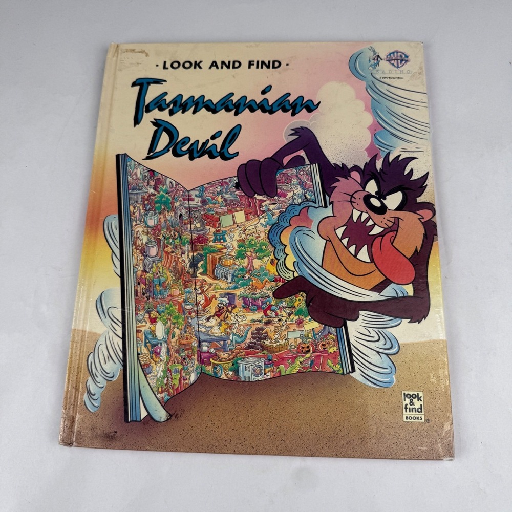Vintage Look and Find Tasmanian Devil Hardback Book 1995 Warner Bros Children